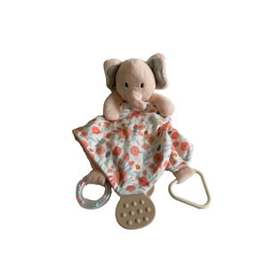 Luxe and Willow Pink Peach Elephant Floral Baby Kid Lovey Security Blanket Plush